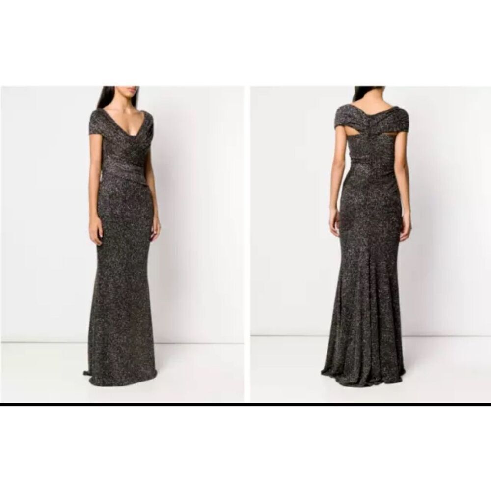 Talbot Runhof tokara stardust off the shoulder knit multidimensional multi color
